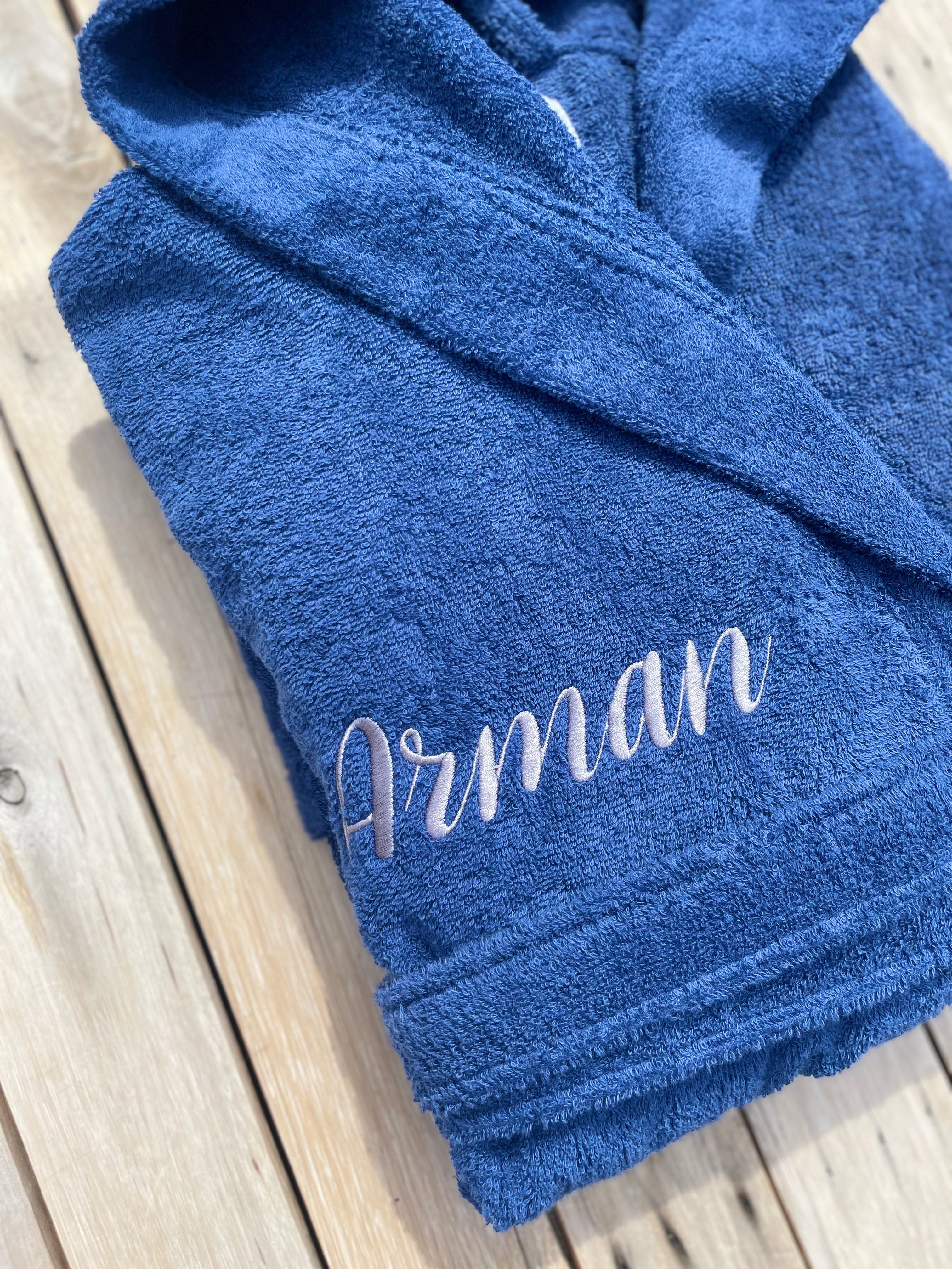 Royal Blue, Hooded, Terry Towelling Cotton Bathrobe