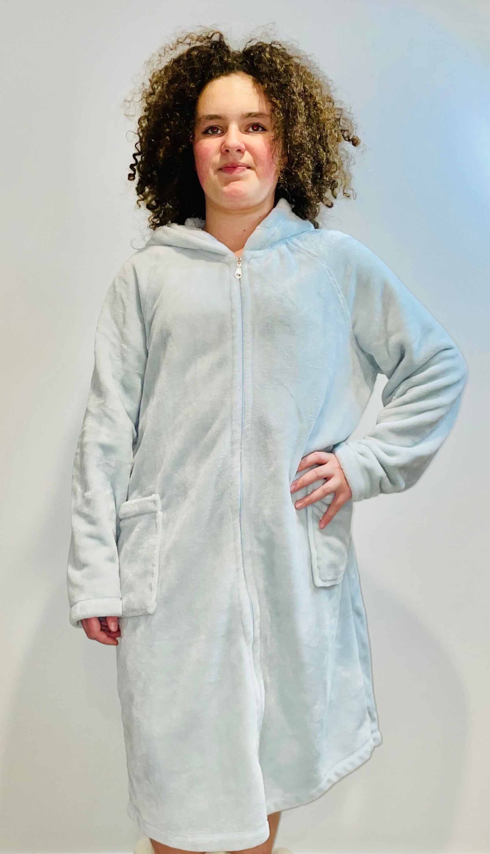 ultra soft, zip ftont, hooded dressing gowns