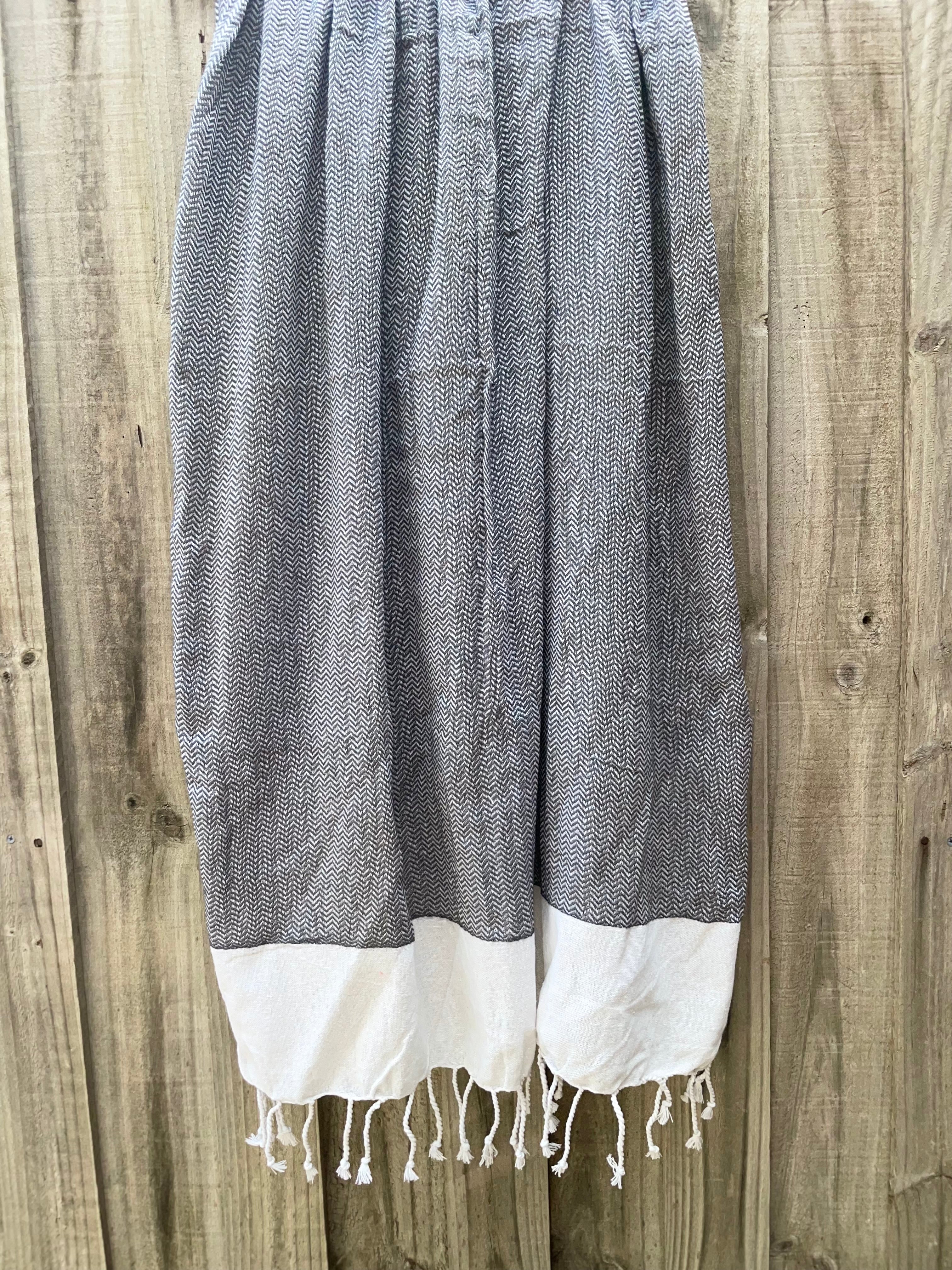 Zig Zag PESHTEMAL - Grey 168CM x 86CM- BEACH TOWELS