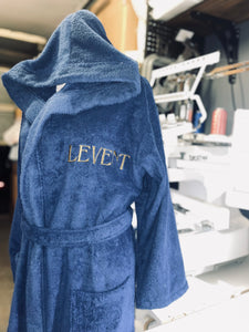 Royal Blue, Hooded, Terry Towelling Cotton Bathrobe