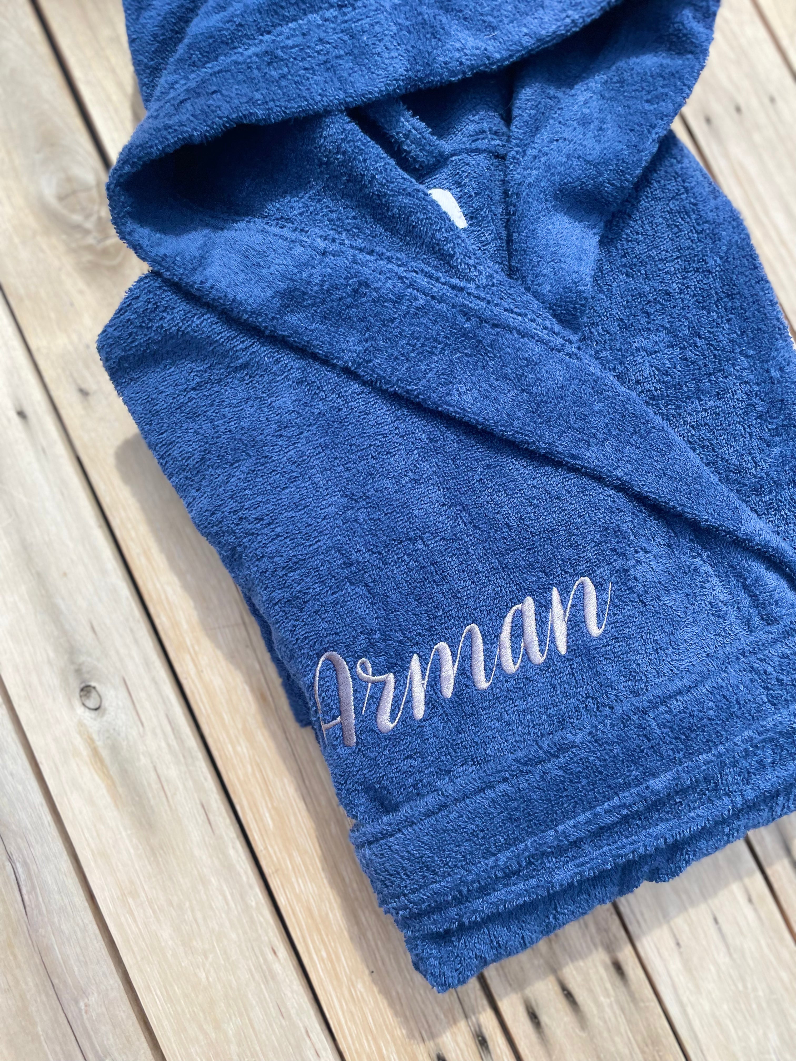 Royal Blue, Hooded, Terry Towelling Cotton Bathrobe