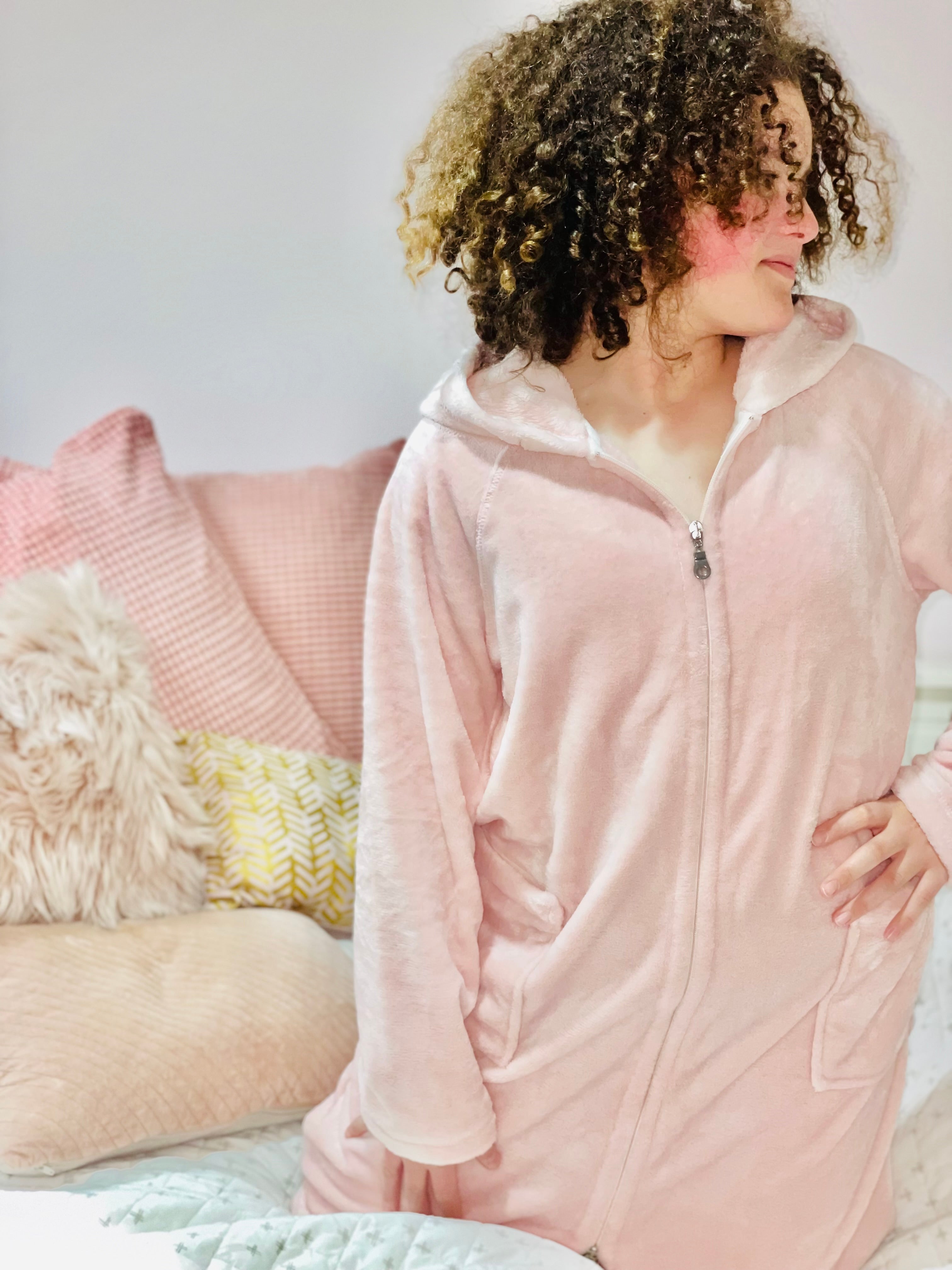 ultra soft, zip ftont, hooded dressing gowns