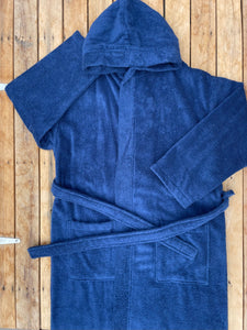 Royal Blue, Hooded, Terry Towelling Cotton Bathrobe