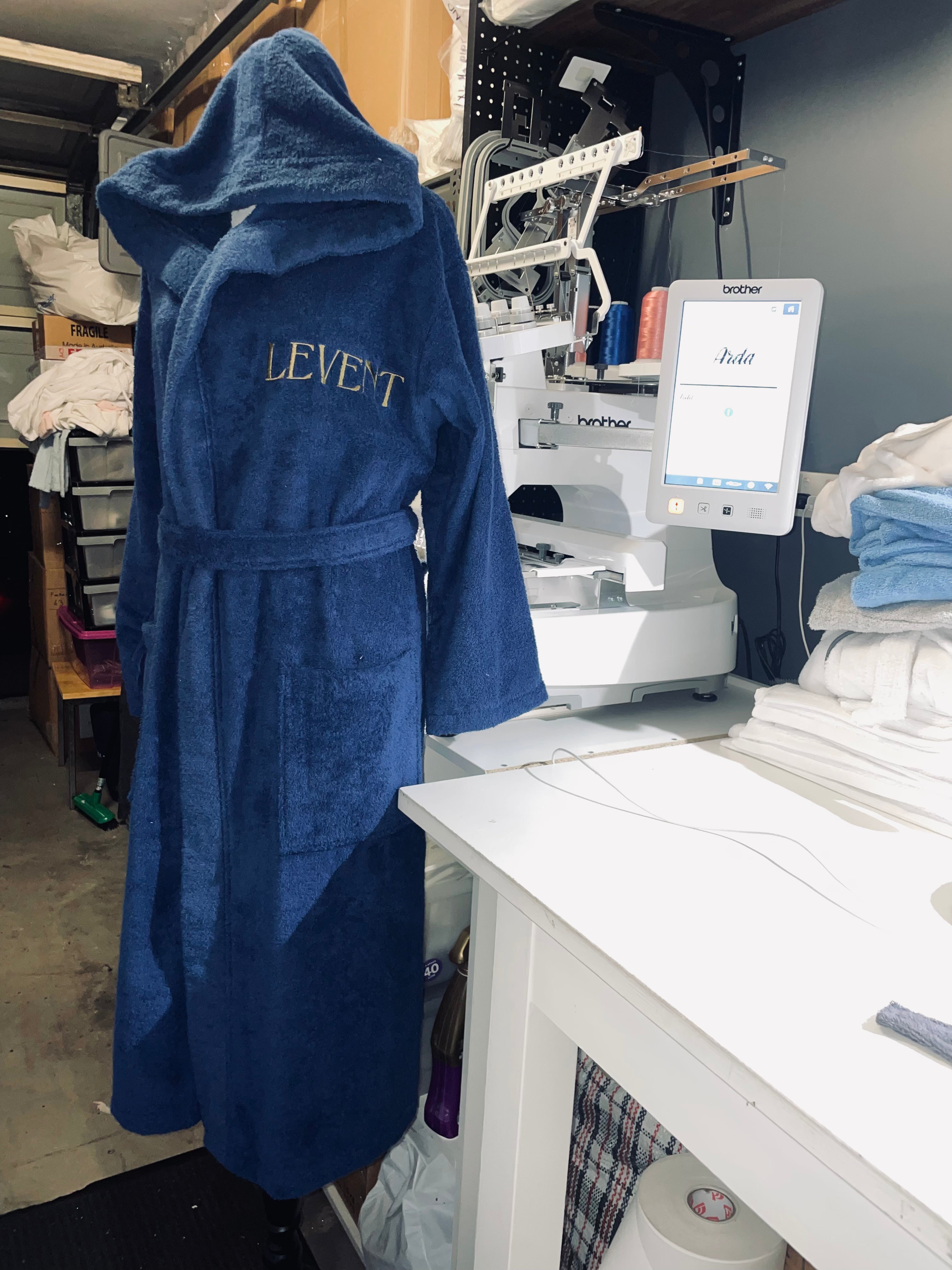 Royal Blue, Hooded, Terry Towelling Cotton Bathrobe