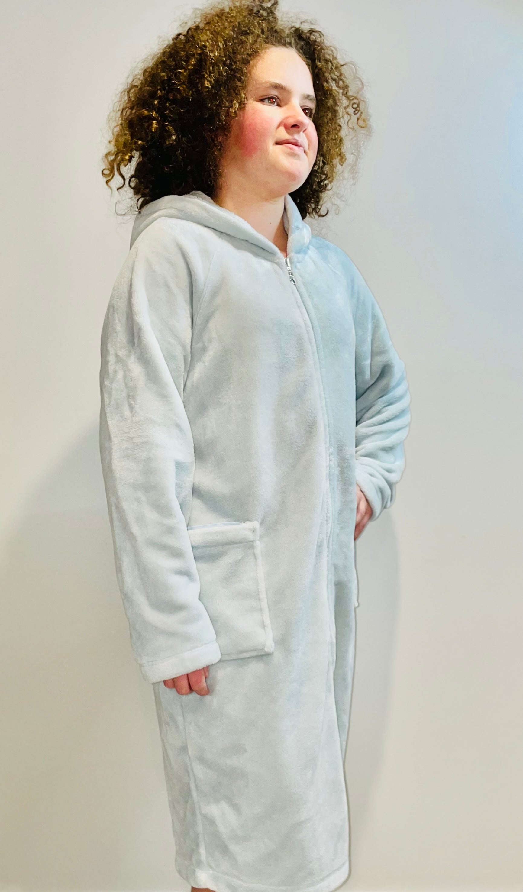 ultra soft, zip ftont, hooded dressing gowns