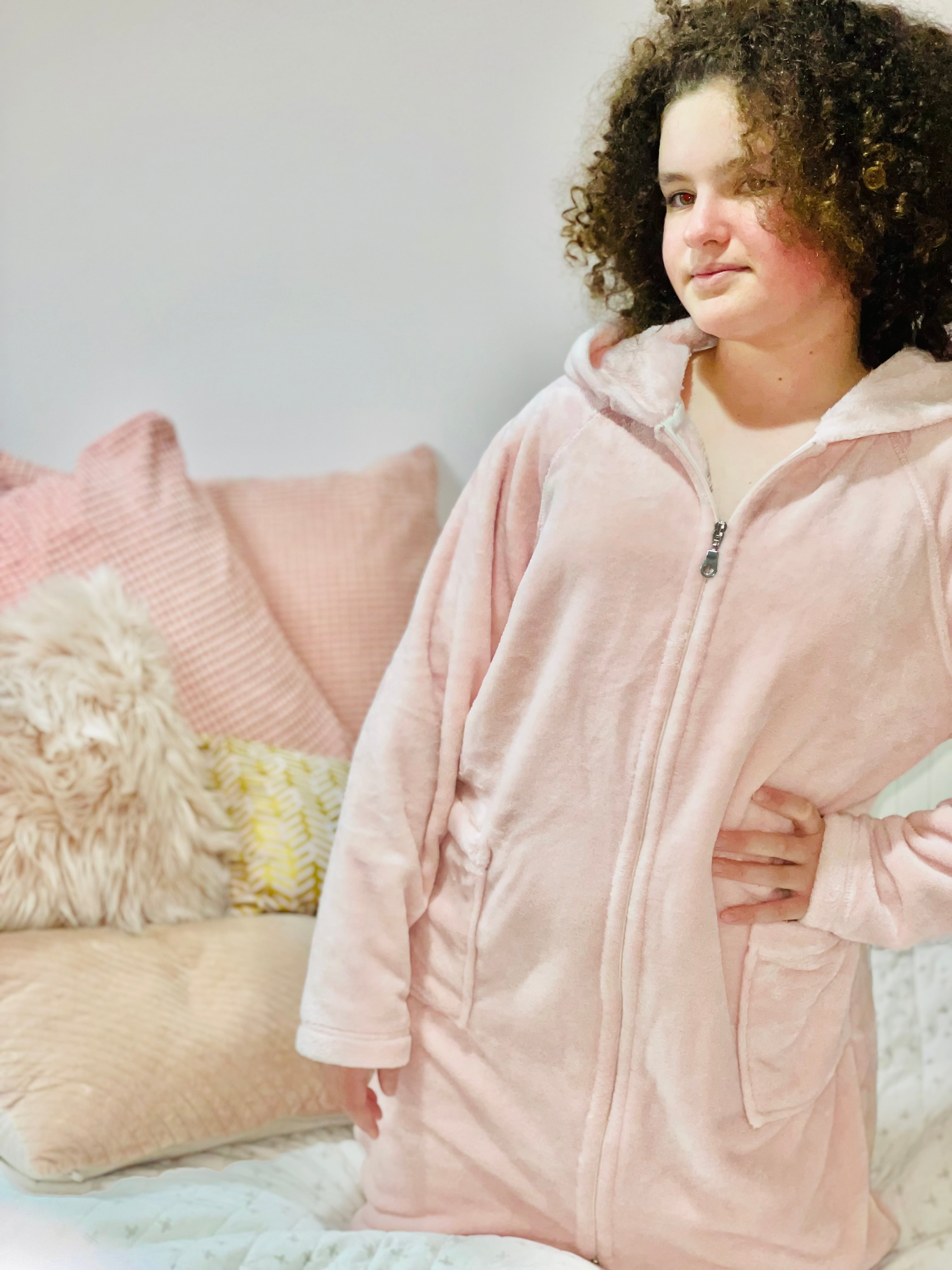 ultra soft, zip ftont, hooded dressing gowns