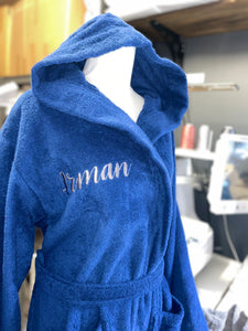 Royal Blue, Hooded, Terry Towelling Cotton Bathrobe