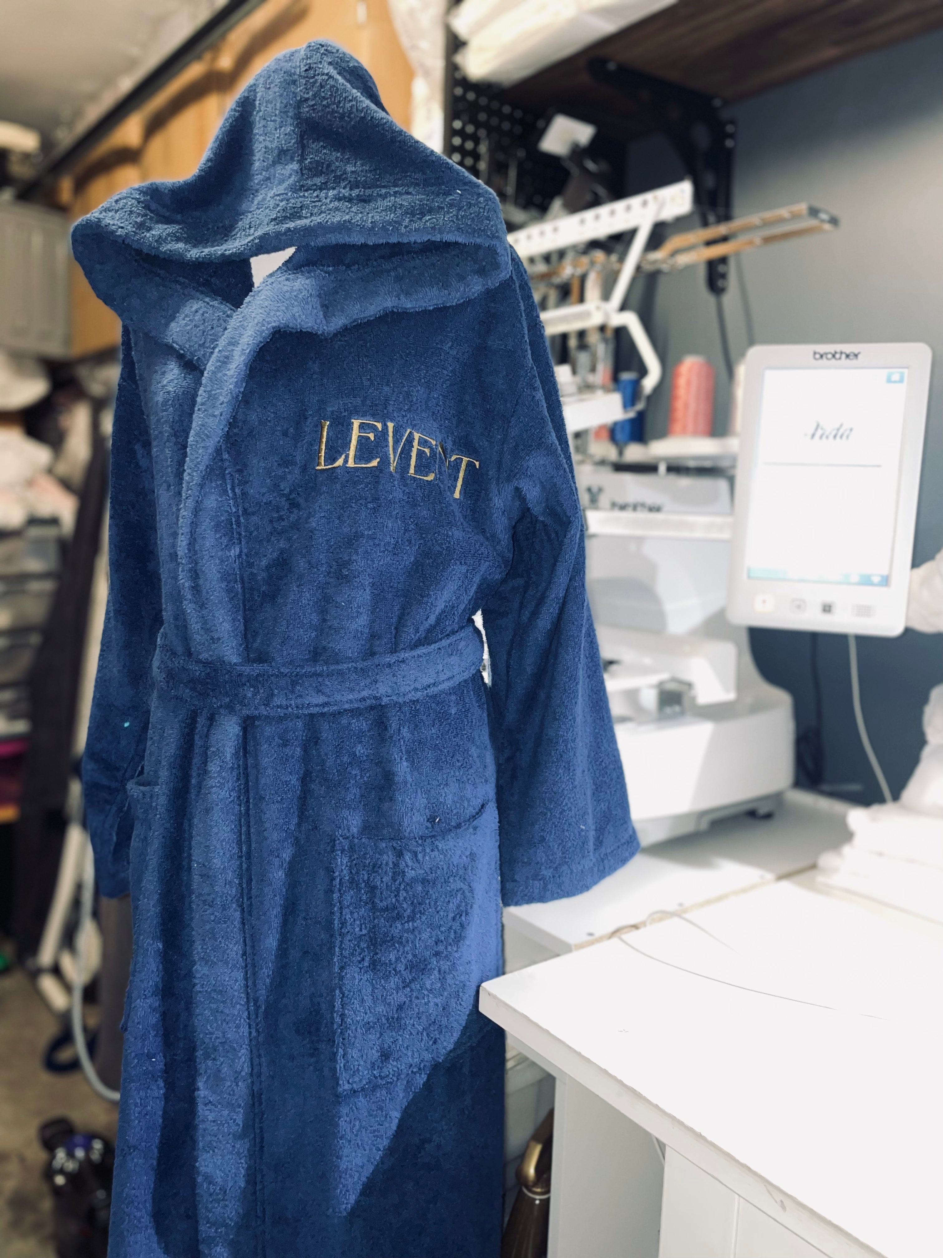Royal Blue, Hooded, Terry Towelling Cotton Bathrobe